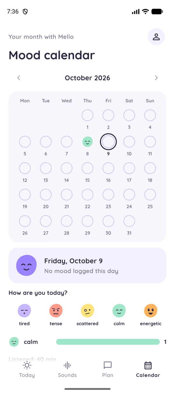 Mood calendar